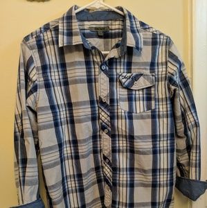DKNY BOY BLUE PLAID L/S OR ROLL UP SLEEVE BUTTON